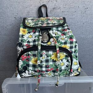 Vintage 90s DISNEY Unlimited 🐭 Mickey Mouse 🐭 gingham drawstring mini backpack